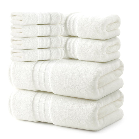 RedKiss 8-piece off-white towels set displayed for spa-like bathroom setup