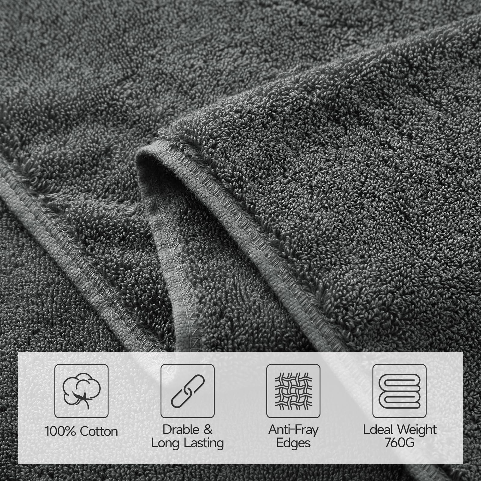REDKISS no-shed weave on 31x63 dark gray towel design