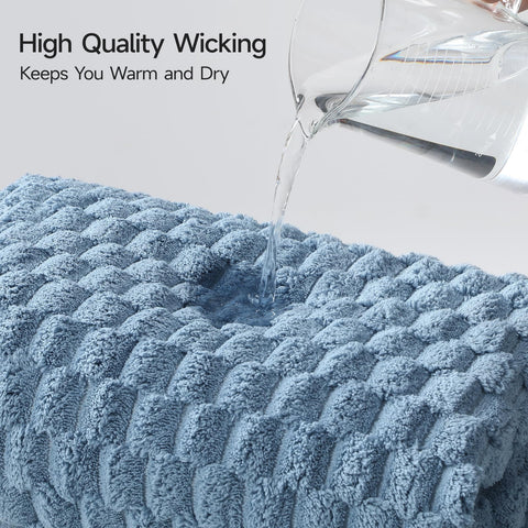 REDKISS four-pack blue towels provide easy-care and family convenience.