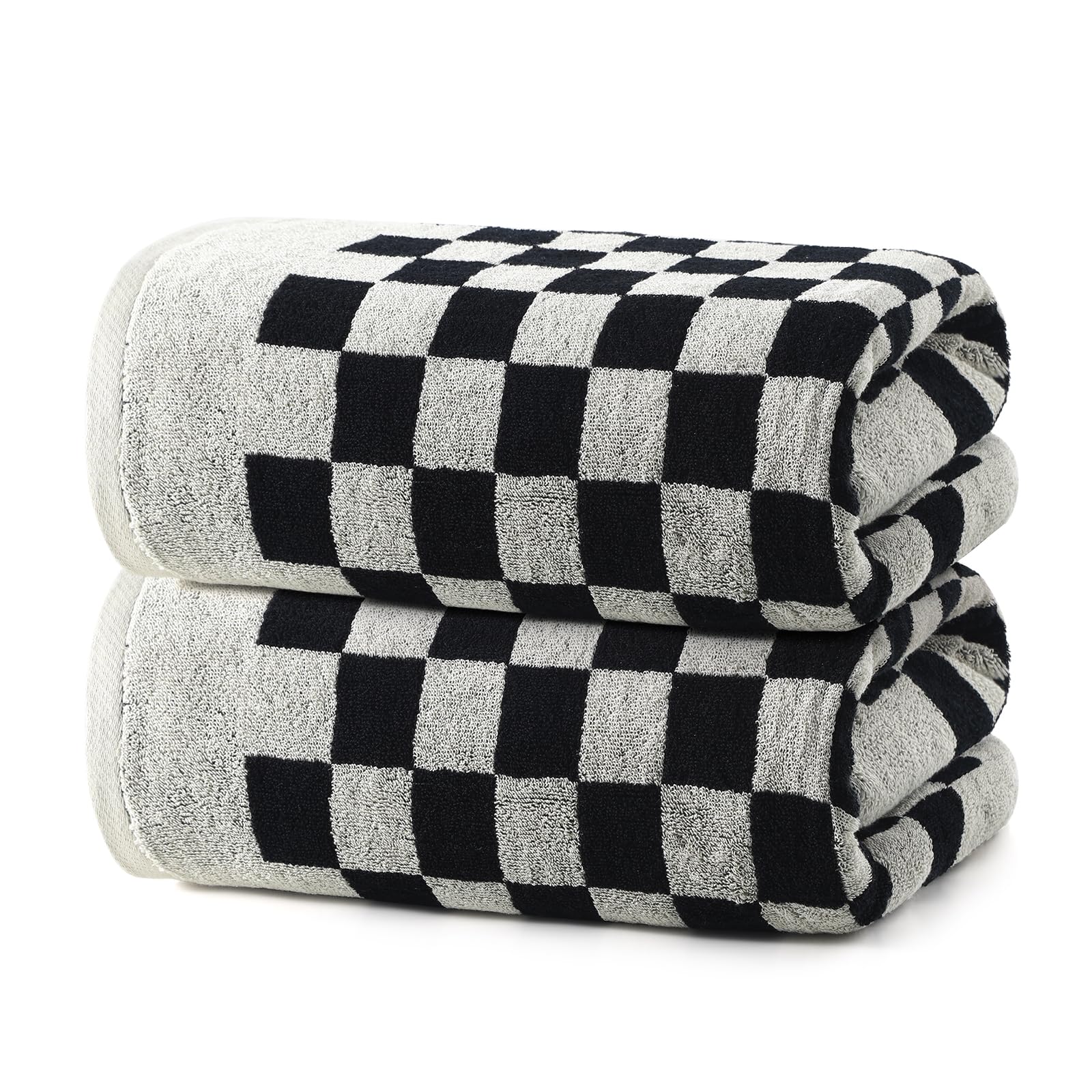 REDKISS retro checkered towel front view for stylish bathroom decor.