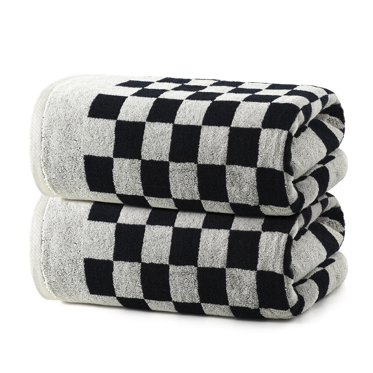 REDKISS retro checkered towel front view for stylish bathroom decor.