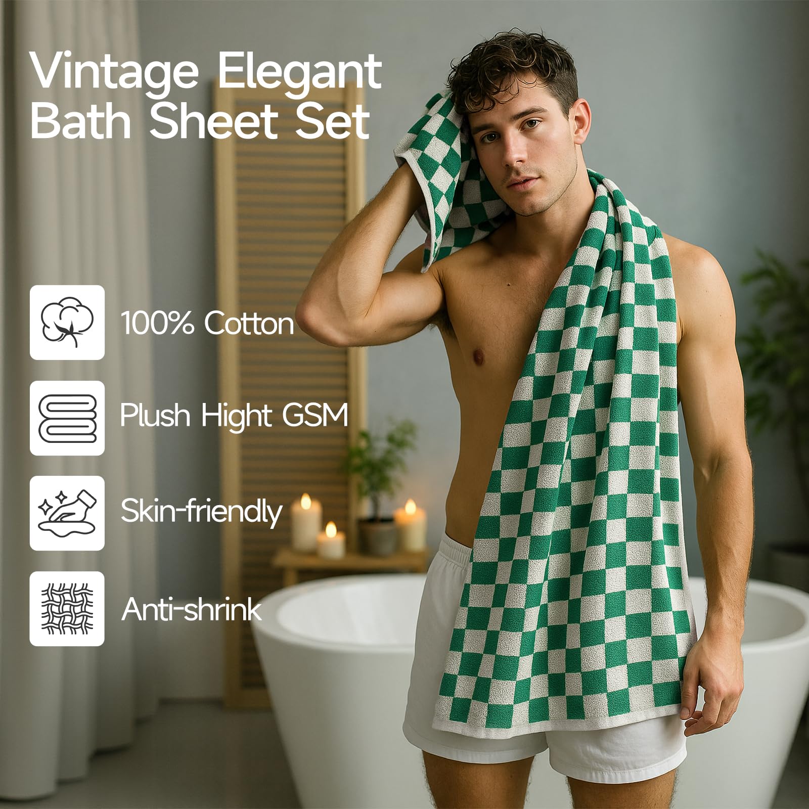 RedKiss checkered bath towels care instructions for longevity