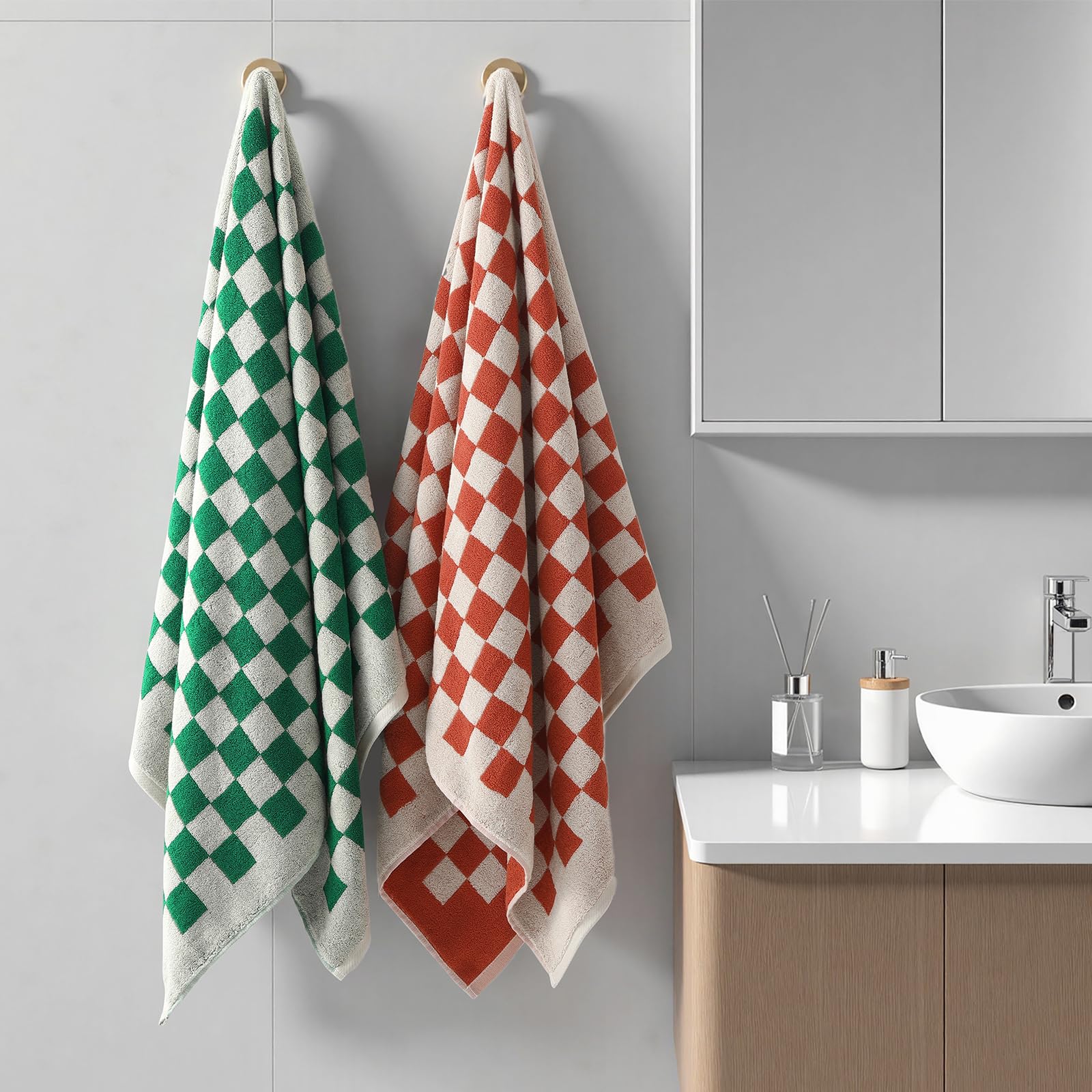 RedKiss checkered bath towels gym dorm travel-ready