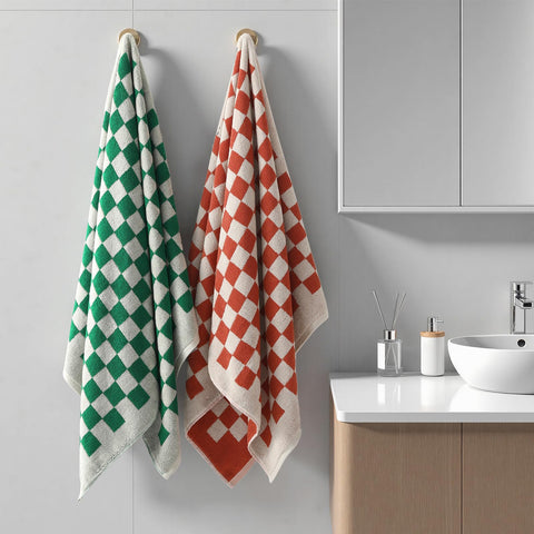 RedKiss checkered bath towels gym dorm travel-ready