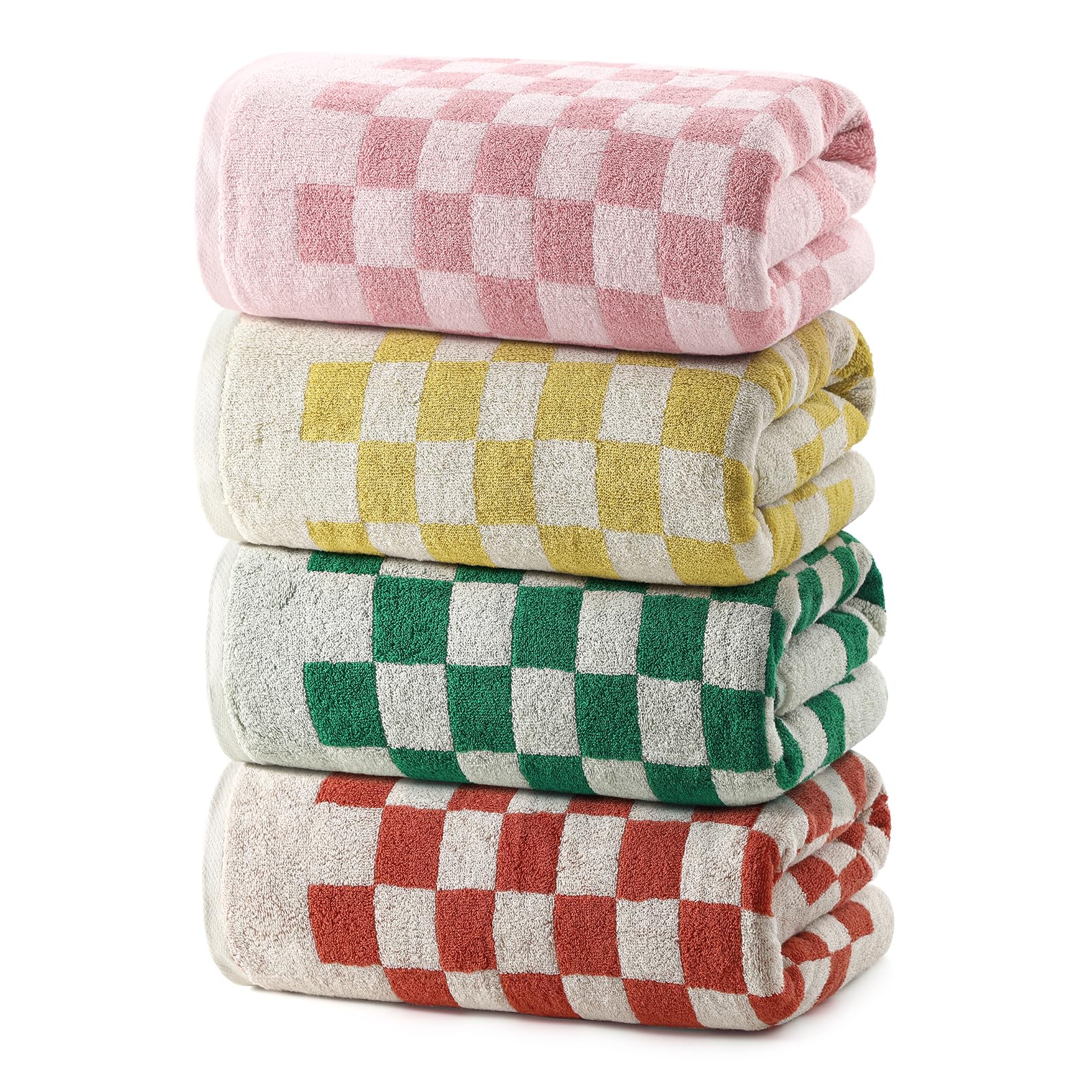 RedKiss checkered bath towel set bold pattern for decor