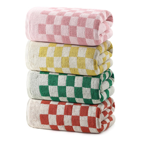 RedKiss checkered bath towel set bold pattern for decor
