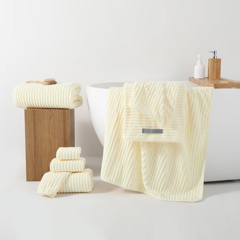 Redkiss bathroom scene emphasizes hotel-quality feel with crisp white towels.