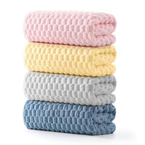 REDKISS four-pack microfiber bath towels in extra-large size for full-body coverage.