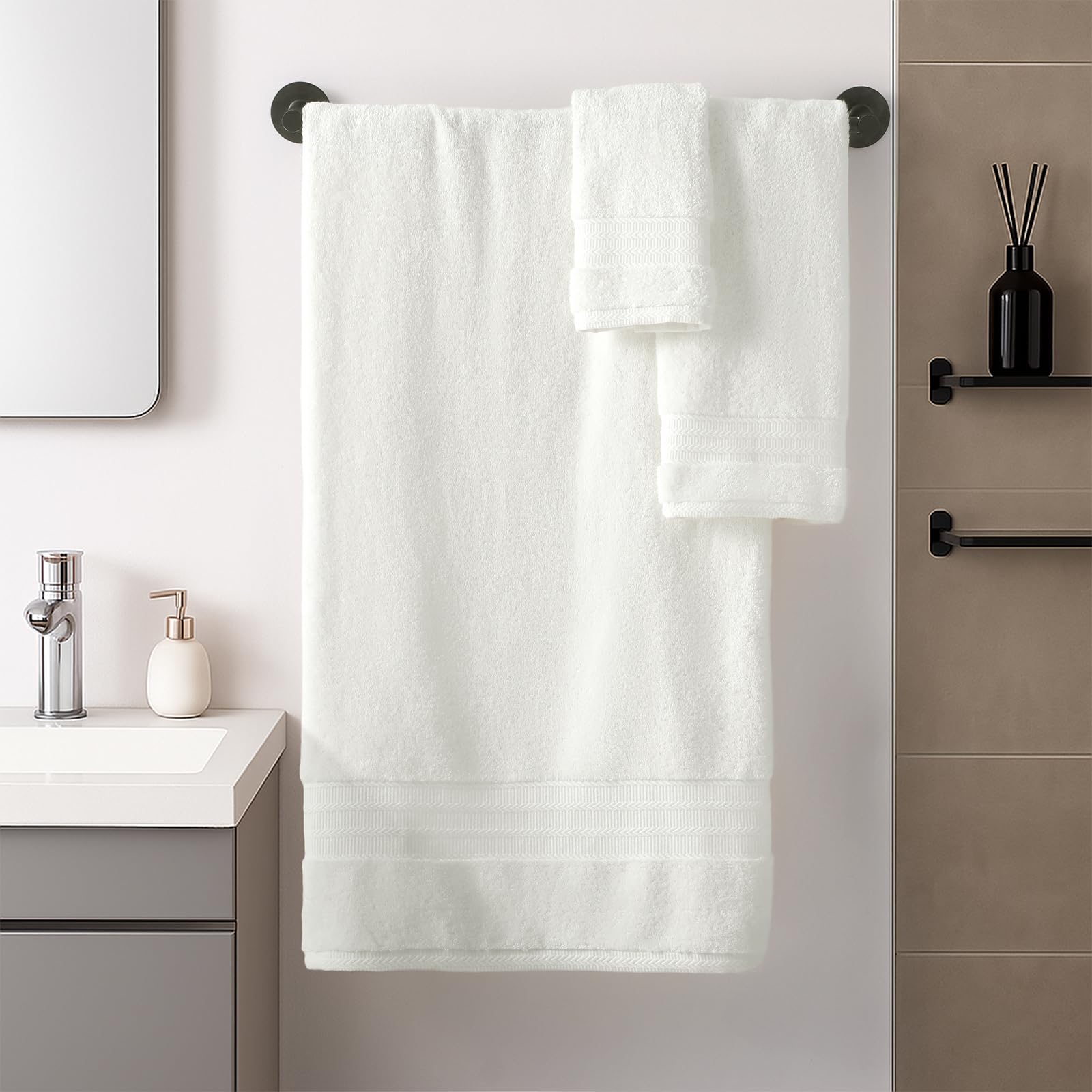 RedKiss large bath towel 28x58 inches in ivory ready for full-body use