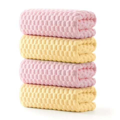 RedKiss pink microfiber bath towels set shown for plush, absorbent bath experience