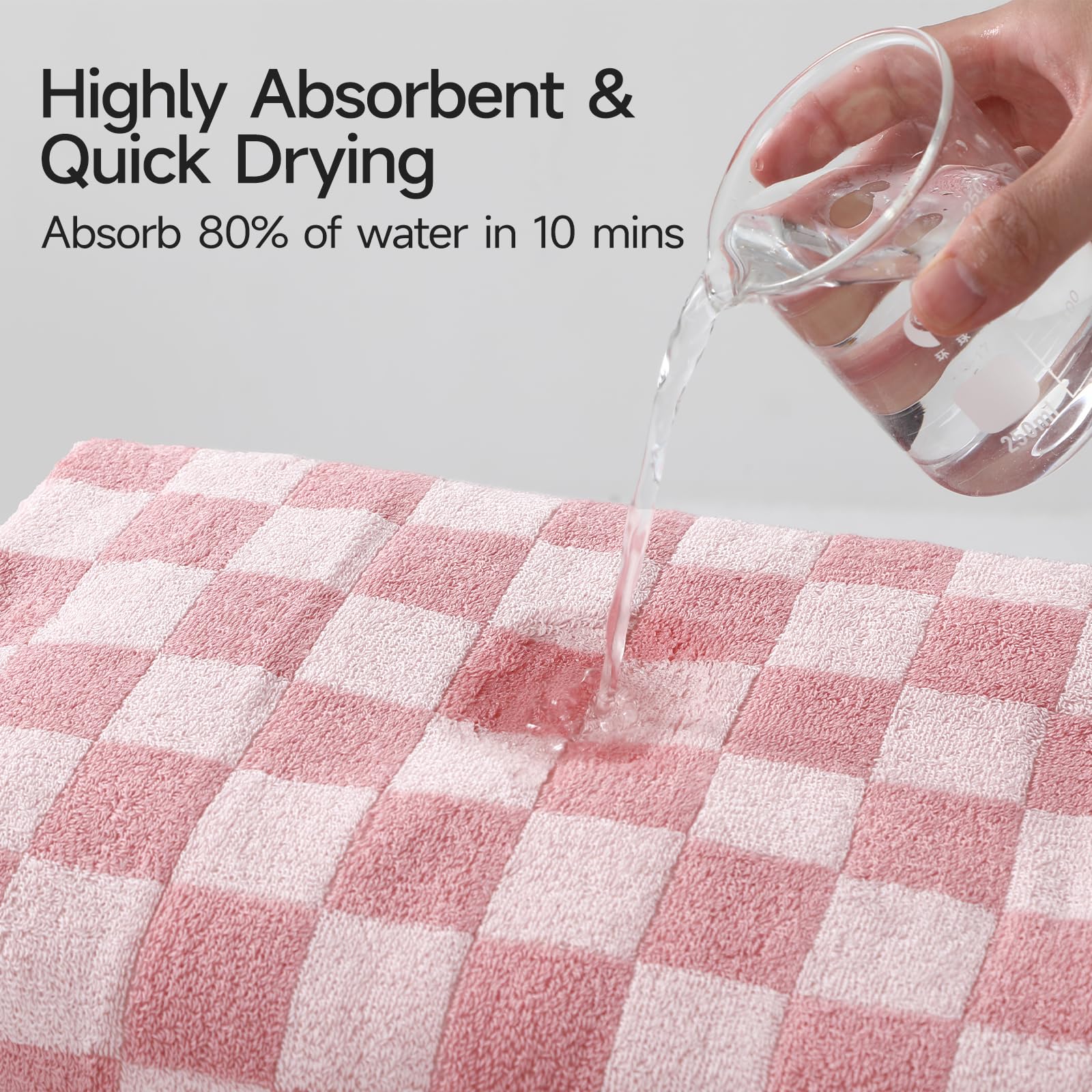 REDKISS 27x55 inch towel showcases retro gingham print as stylish bathroom decor.