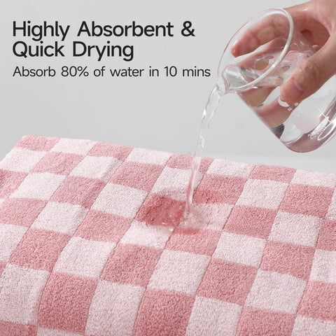 REDKISS 27x55 inch towel showcases retro gingham print as stylish bathroom decor.