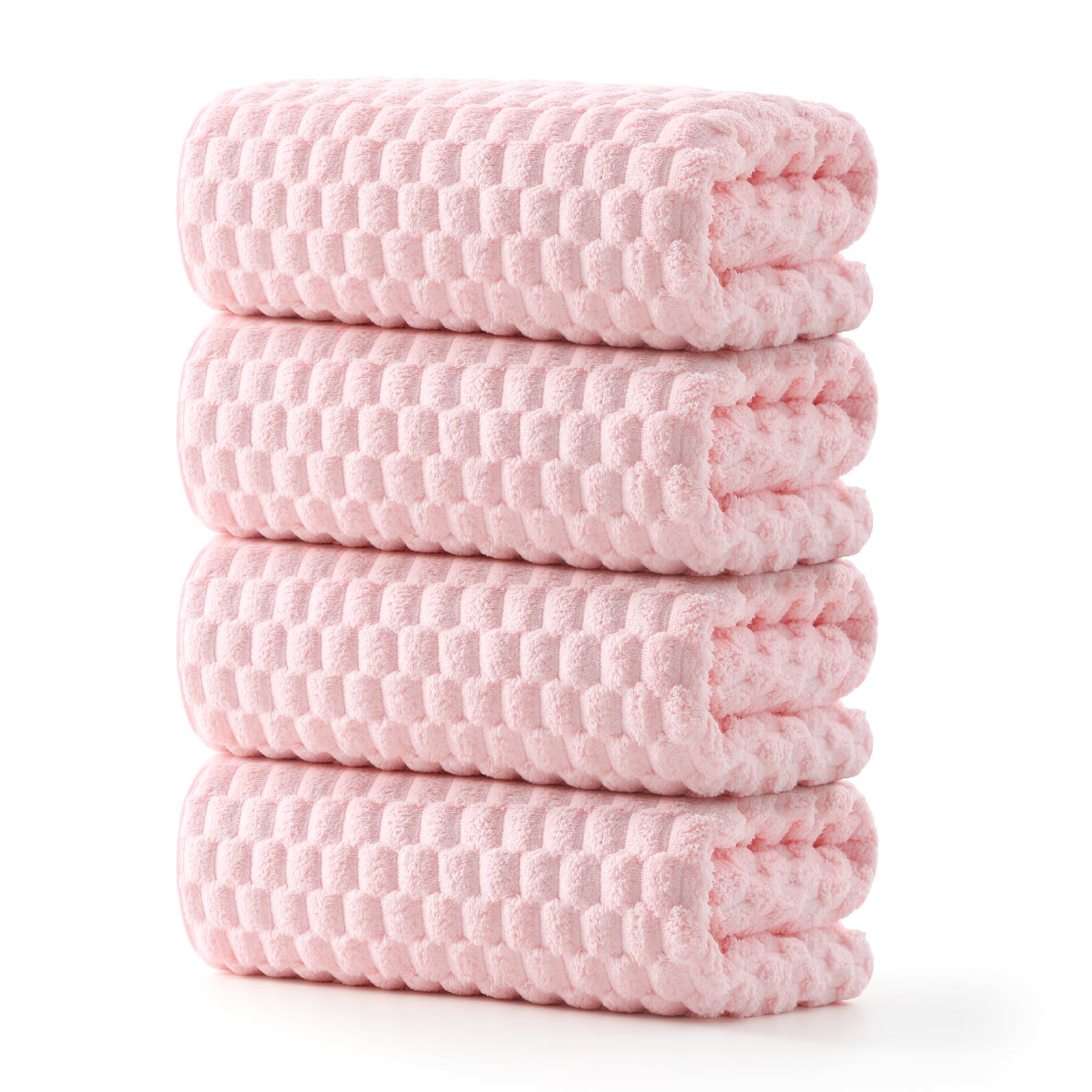 REDKISS pink microfiber bath towels 4-pack with vibrant color and quick-dry performance.