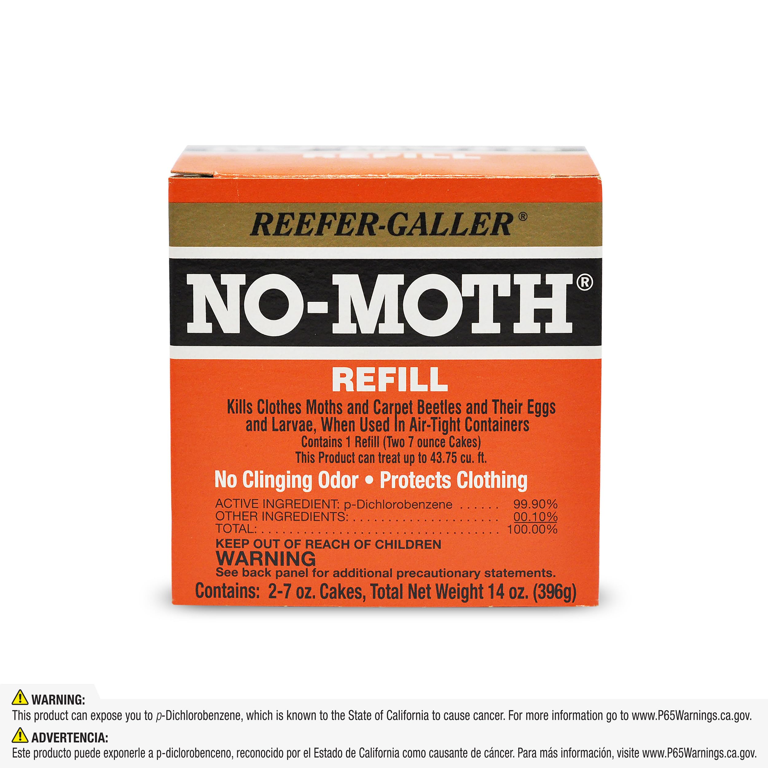 Reefer-Galler NO-Moth hanger refills on a closet rod protects fabrics