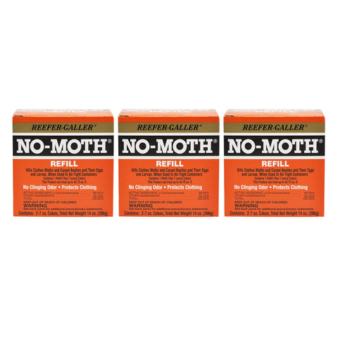 Reefer-Galler NO-Moth packaging with two moth cakes for closet storage