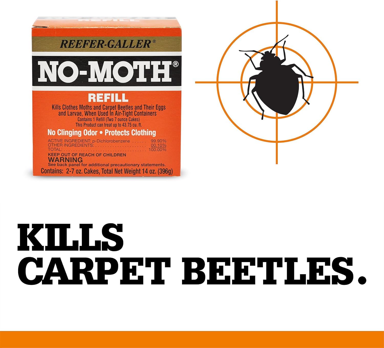 Reefer-Galler No Moth closet hanger refills in-closet demonstrates pest protection.