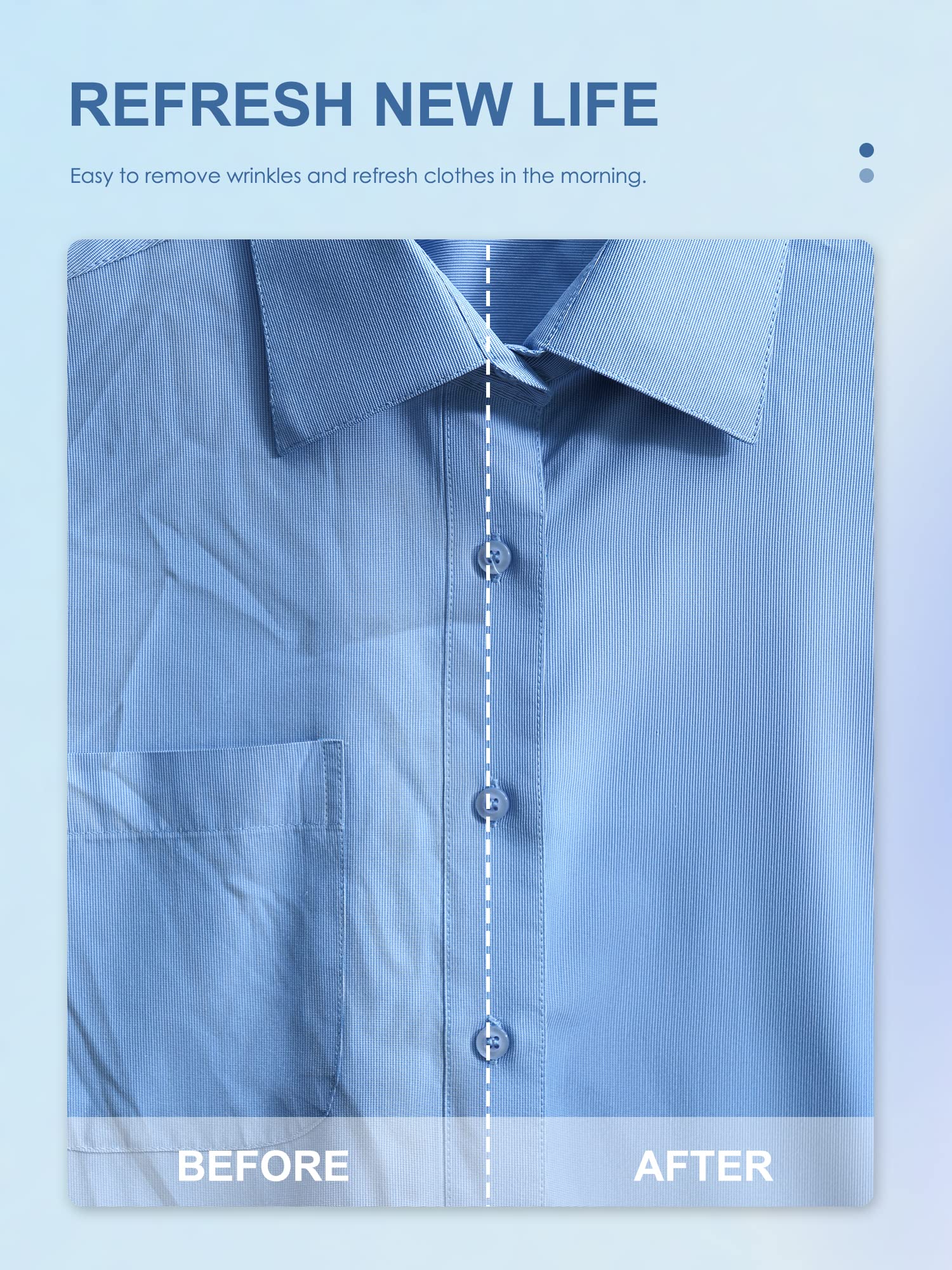 Reemix Steamer fast heat delivers 25-second fabric refresh.