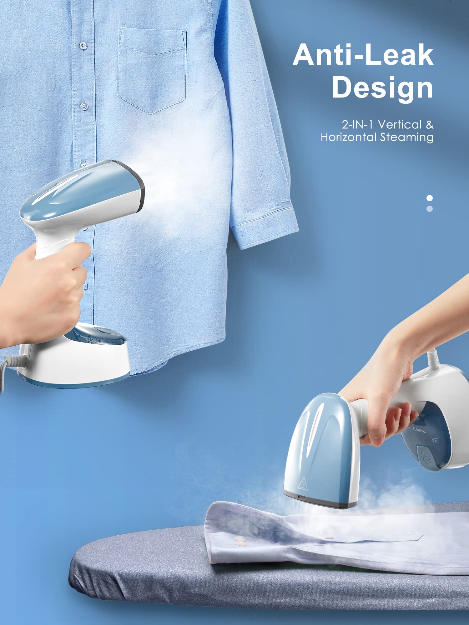 Reemix Steamer no-leak system keeps water contained during use.