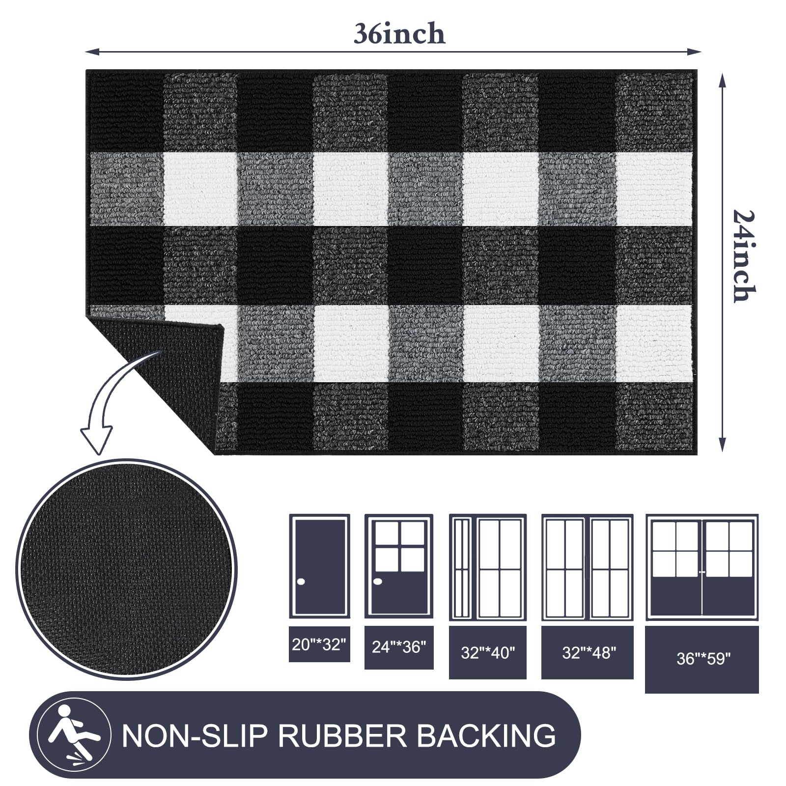 REFETONE buffalo plaid rug outdoor-ready for porch use with moisture absorption features.