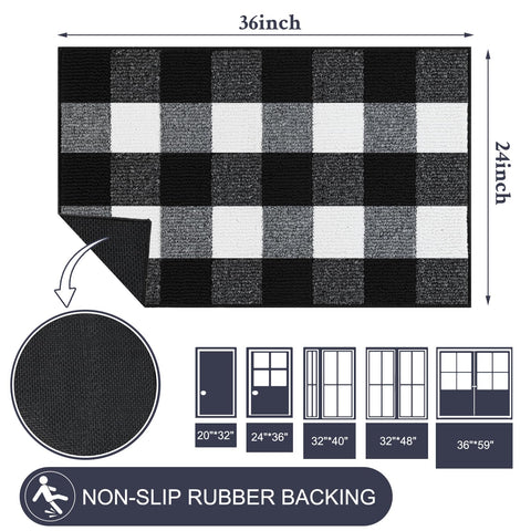REFETONE buffalo plaid rug outdoor-ready for porch use with moisture absorption features.
