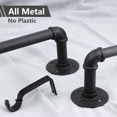 Refrze curtain rods with matte black finish add industrial style to any room.