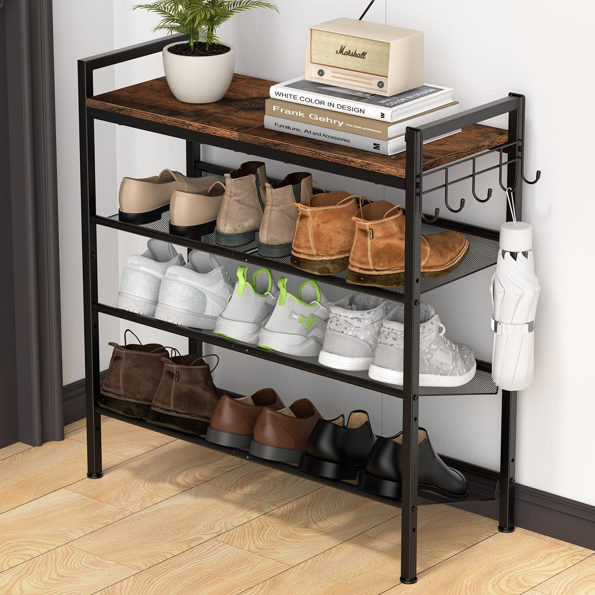 Refrze shoe rack front entrance view showing organized entryway storage.