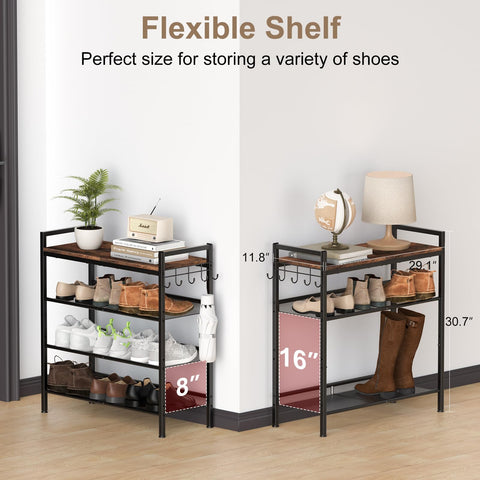 Refrze shoe rack tilt feature enabling adaptable placement.
