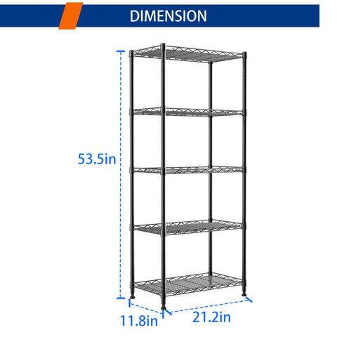 REGILLER 5-Wire Shelving sturdy steel frame supports heavy loads safely.