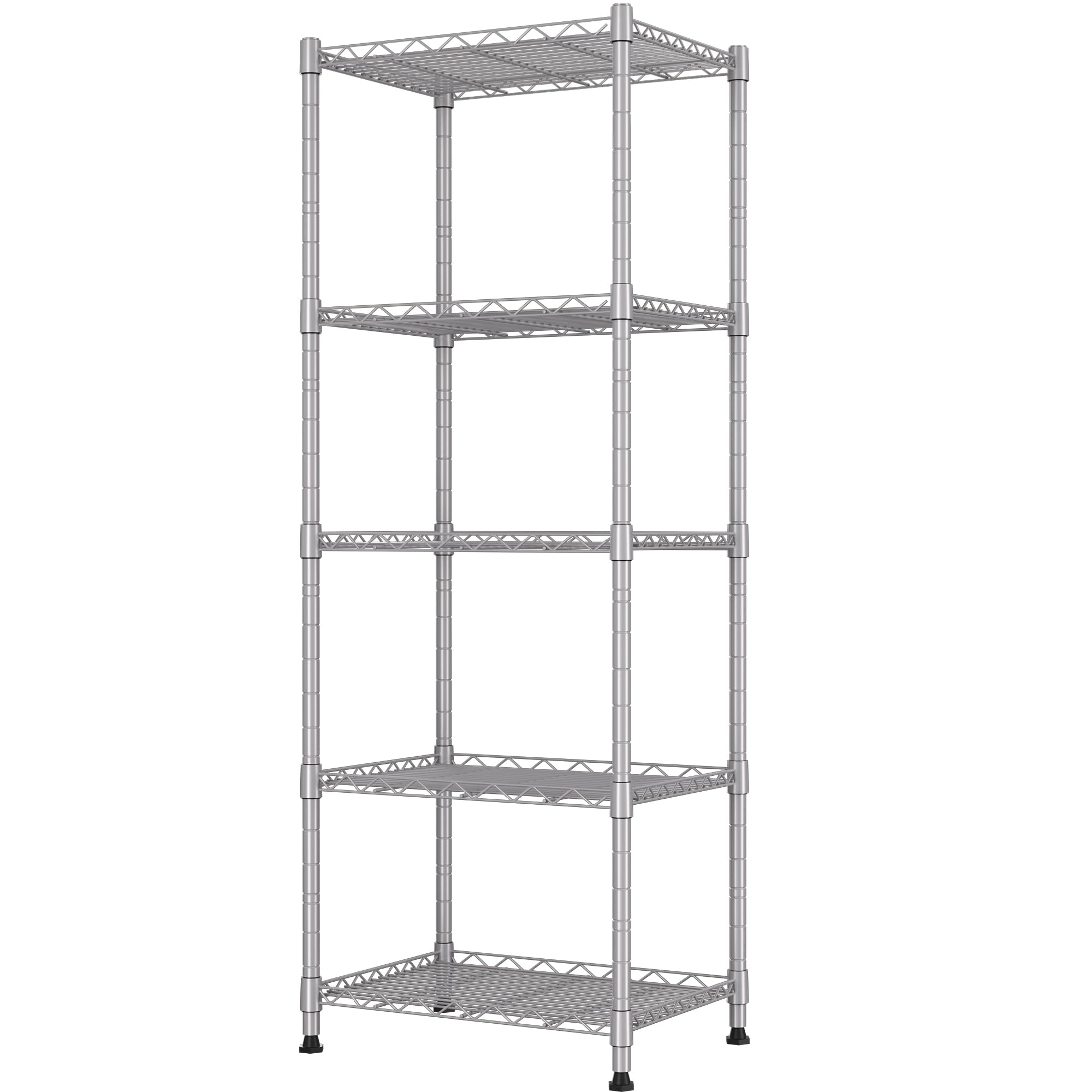 REGILLER 5-Wire shelving unit front view with slim profile for space-saving storage