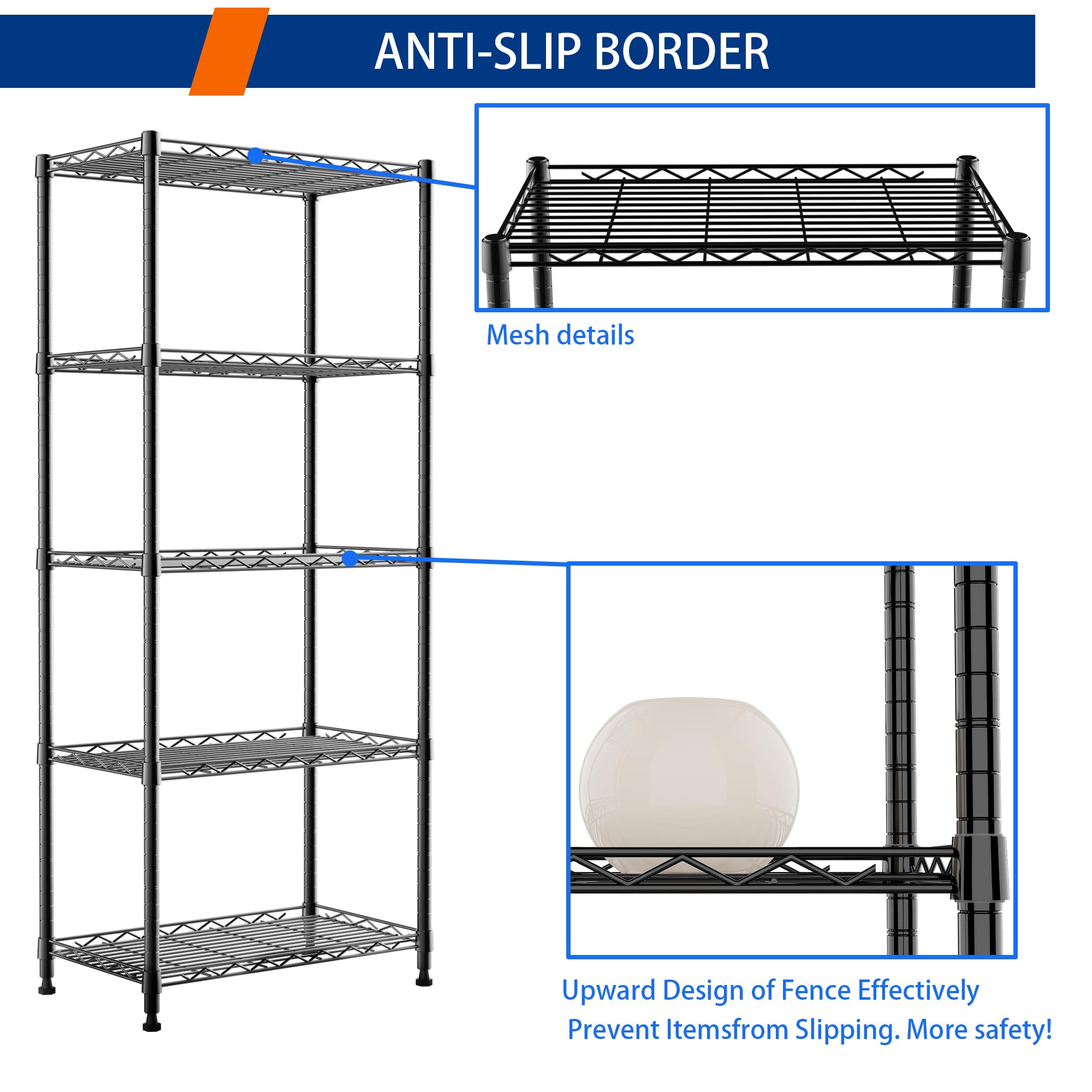 REGILLER 5-Wire Shelving coating resists water and rust for bathroom use.