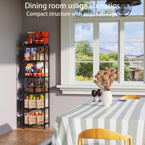 REGILLER 6-Wire Shelving Unit close-up steel tube highlights durable construction.