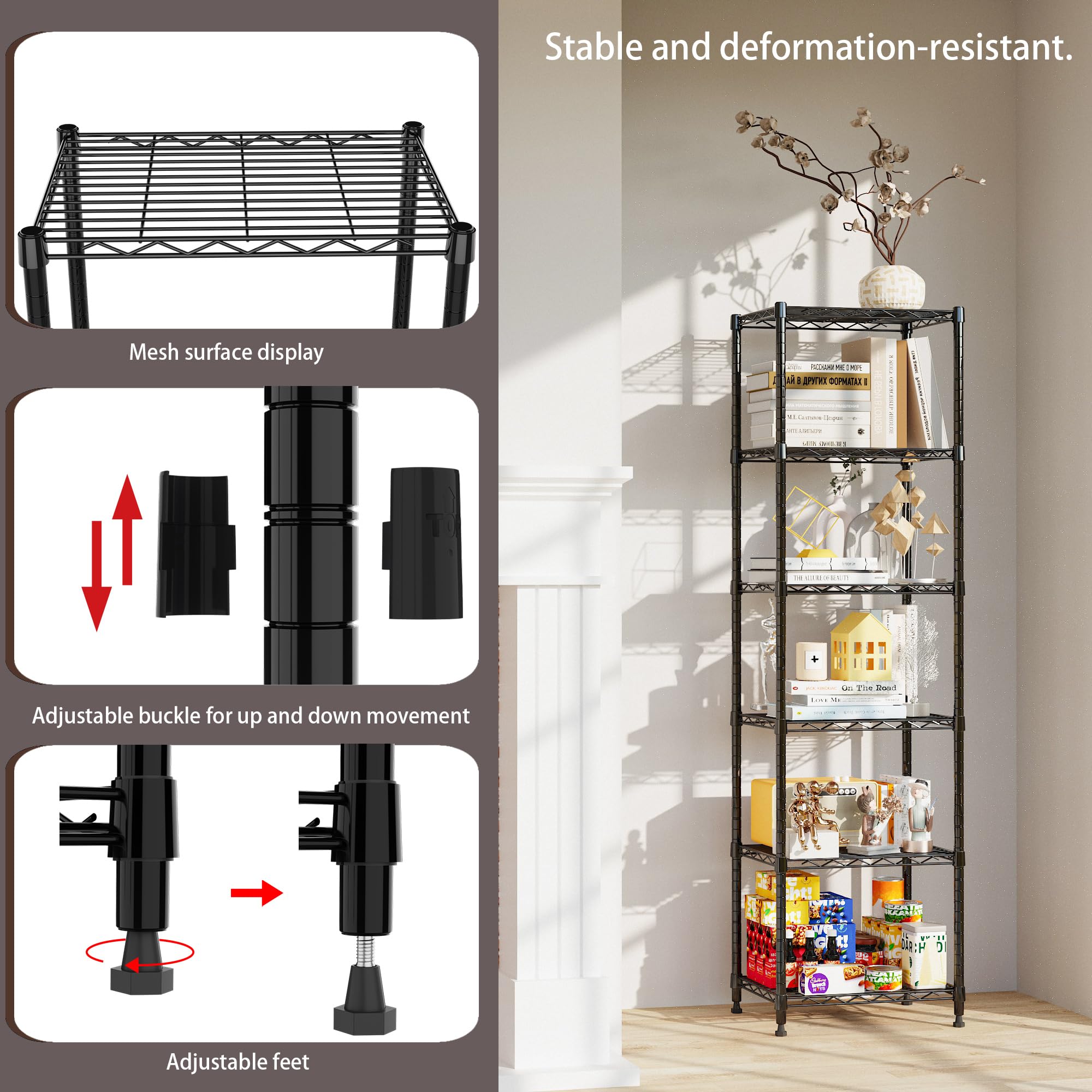 REGILLER 6-Wire Shelving Unit water-resistant coating protects in damp spaces.