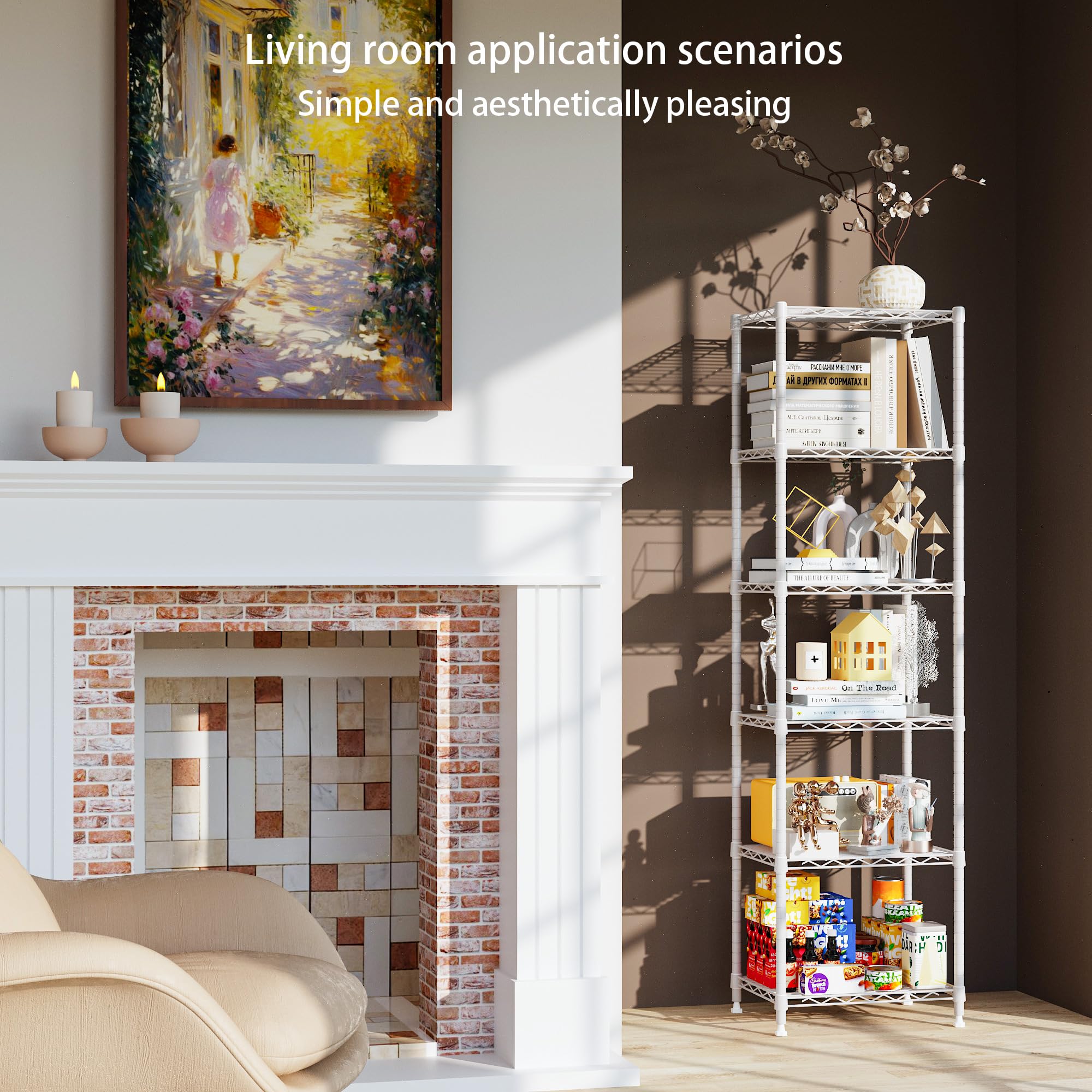REGILLER adjustable shelves showing 1-inch increments for flexible organization.