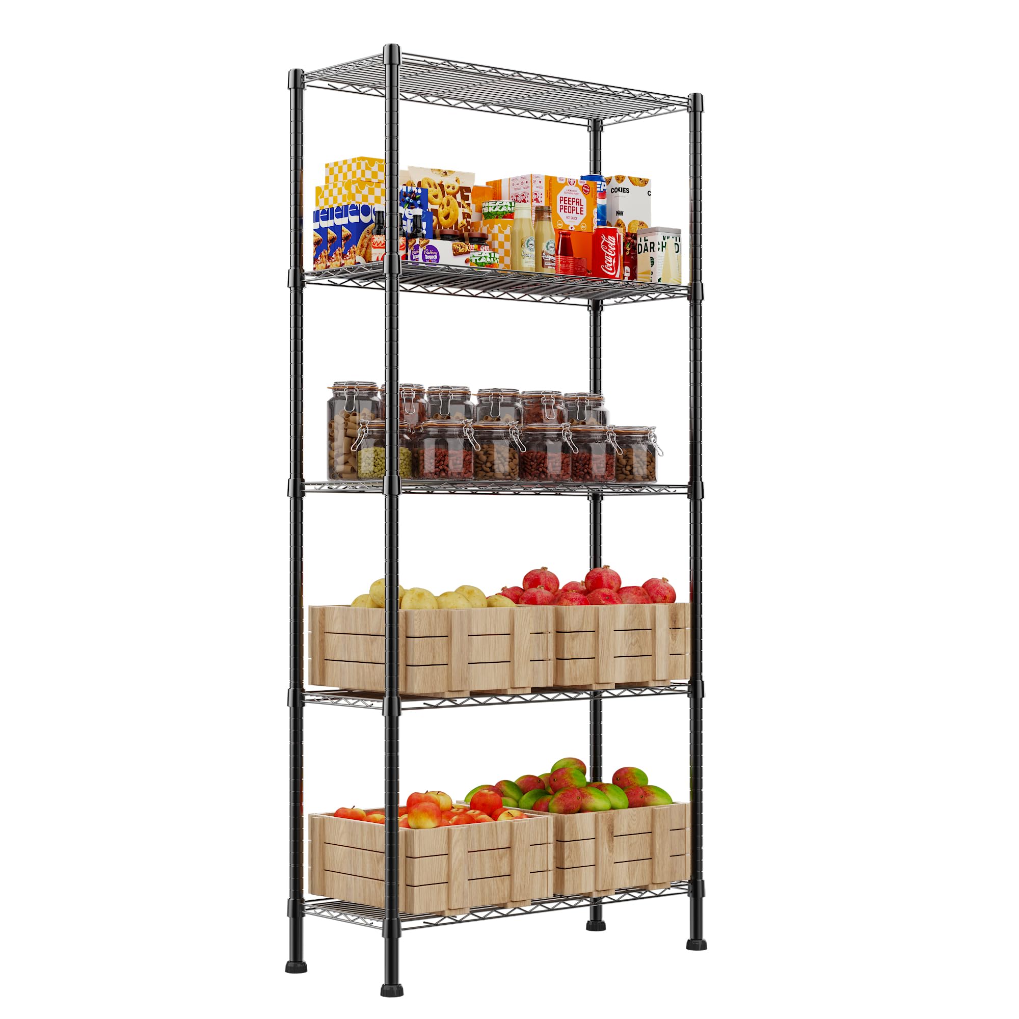 REGILLER heavy-duty rack supports up to 250 lbs per shelf.
