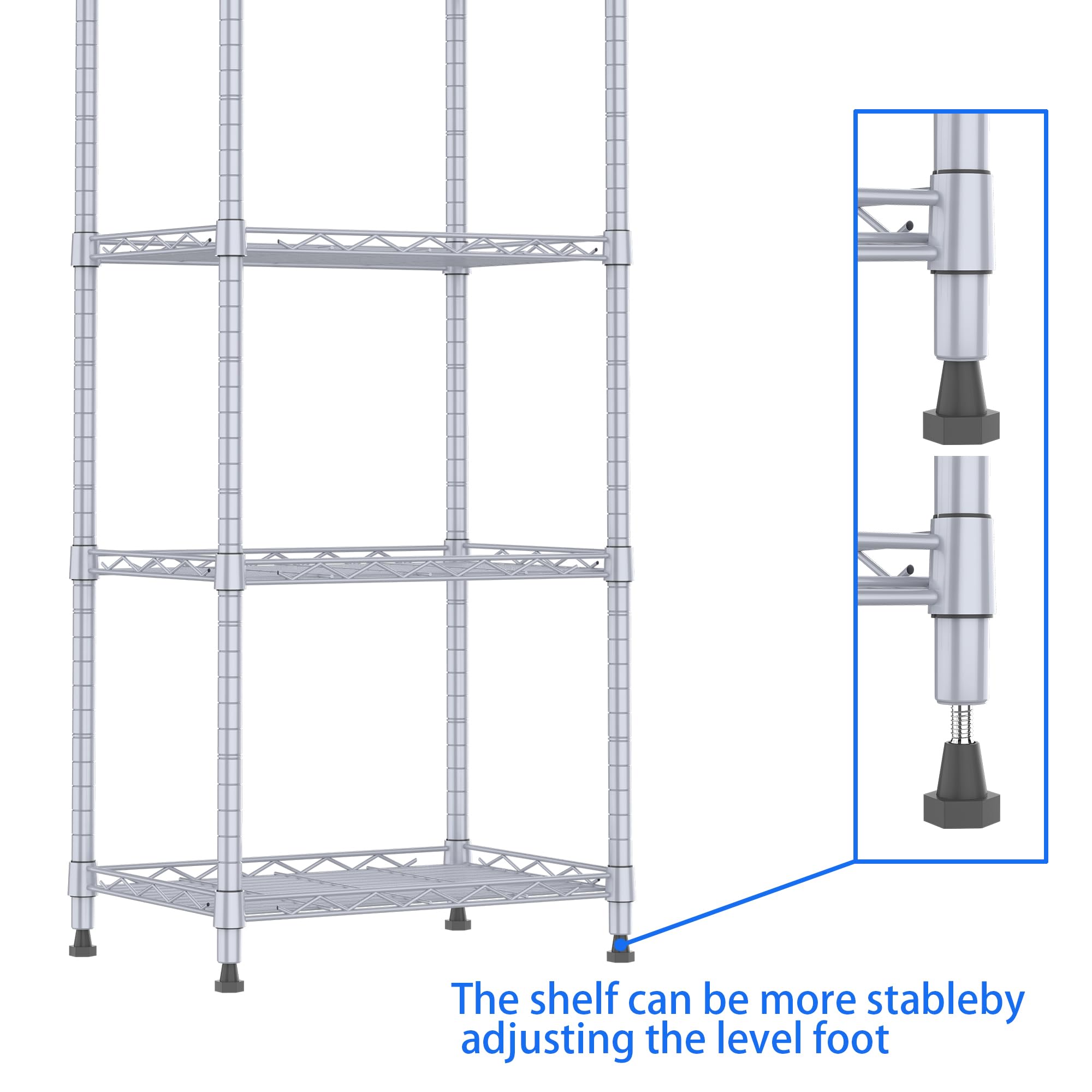 REGILLER shelving unit shown with 600 lbs static load capacity.