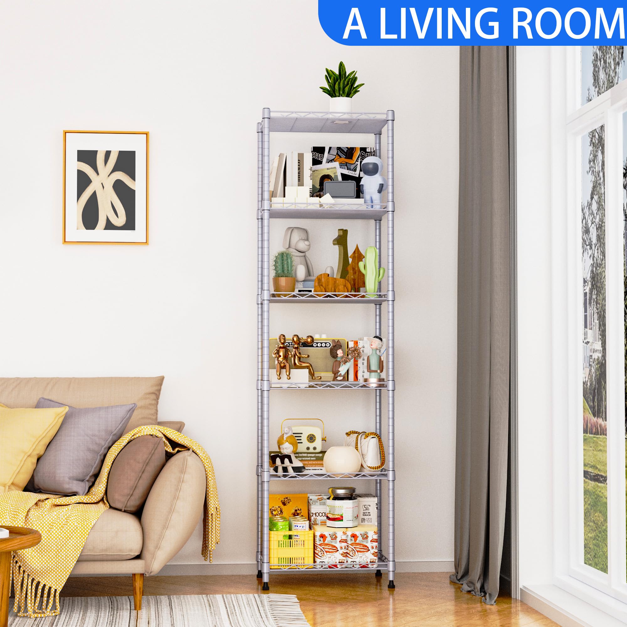REGILLER height-adjustable shelves set in 1-inch increments for flexible storage.