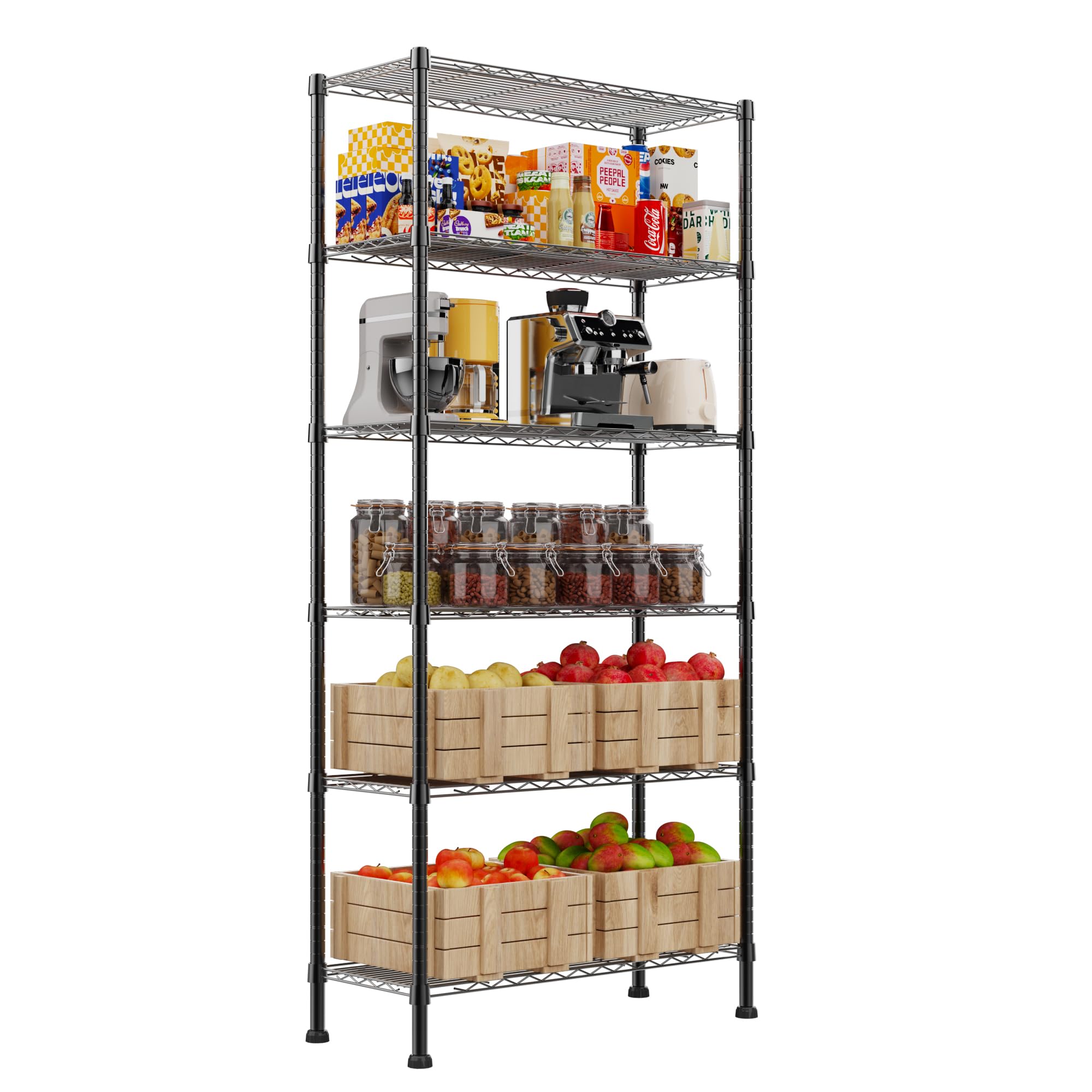 REGILLER stable feet adapt to uneven floors for level shelves.