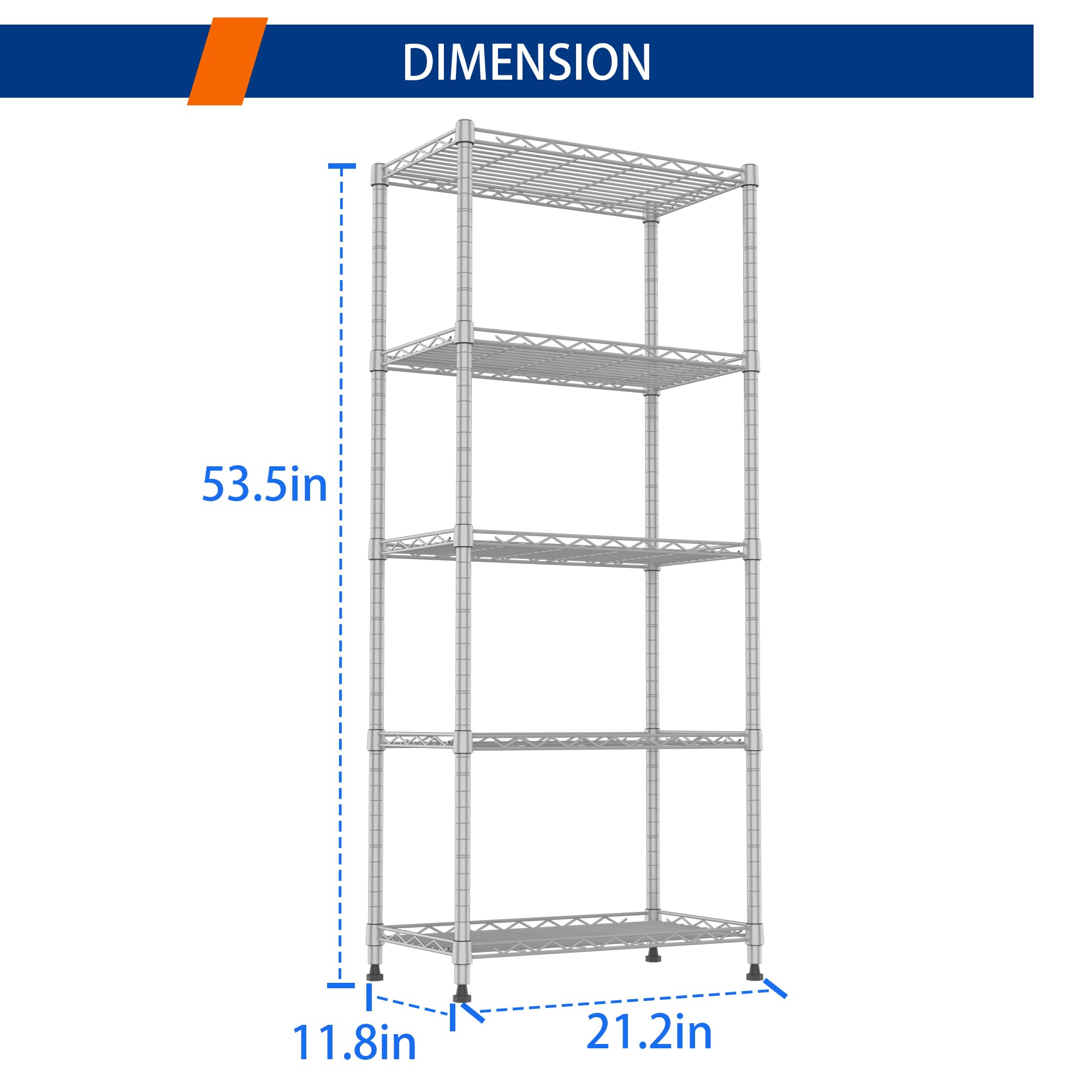REGILLER water-resistant coating protects shelves against moisture and rust.