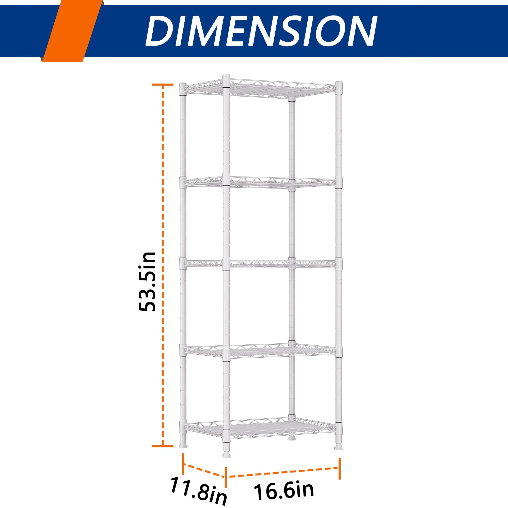 REGILLER white shelving tower fits narrow spaces and corners for efficient organization.