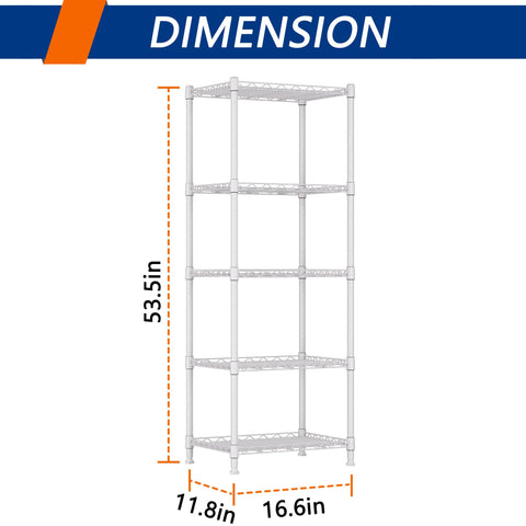 REGILLER white shelving tower fits narrow spaces and corners for efficient organization.