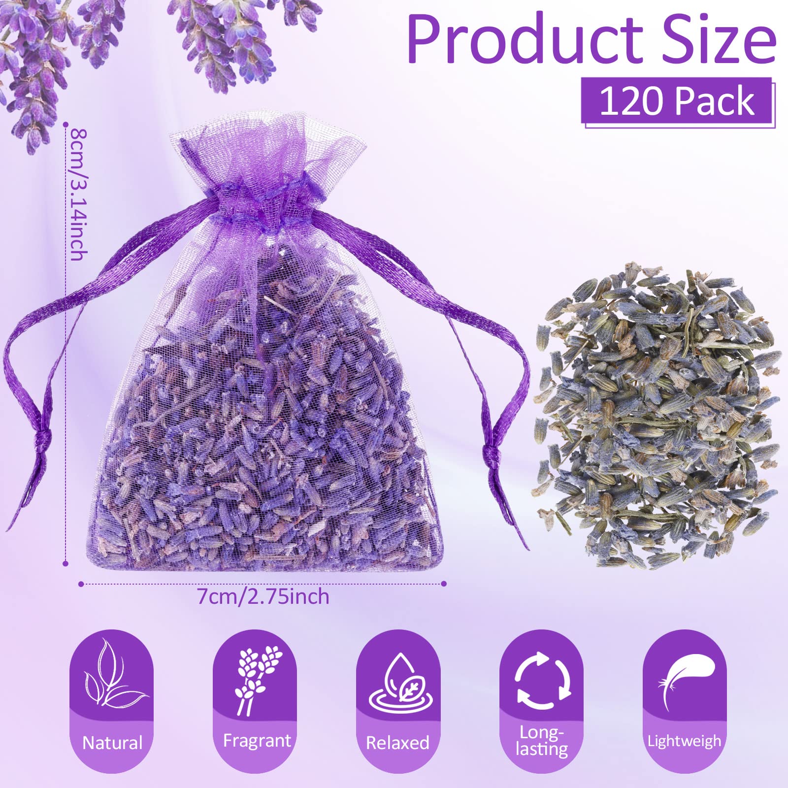 Reginary 120-pack lavender sachets for bulk storage and fragrance
