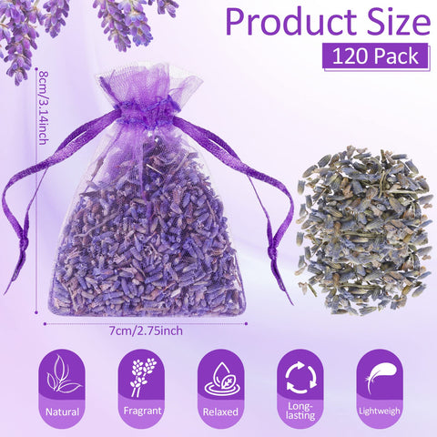 Reginary 120-pack lavender sachets for bulk storage and fragrance