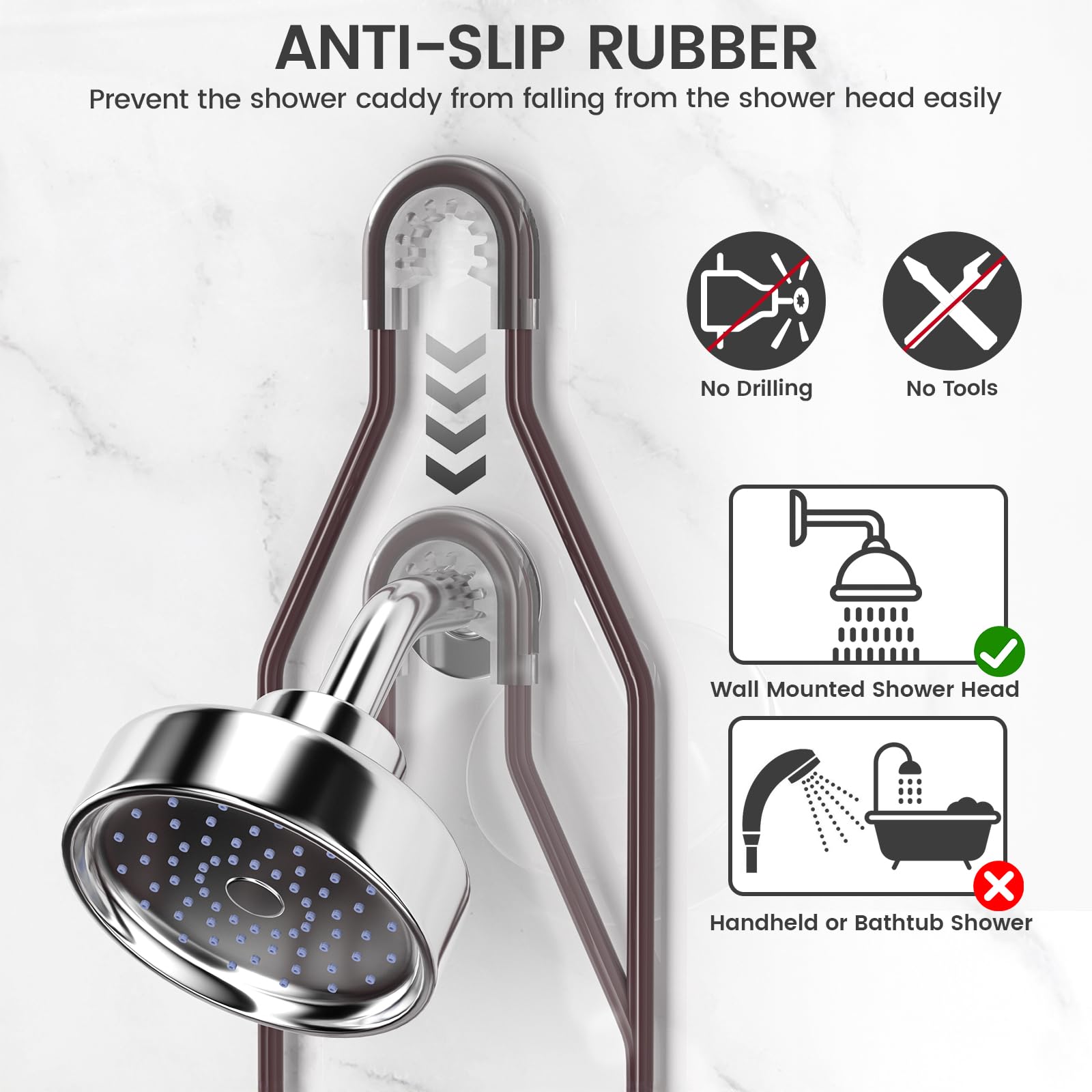 REINHARDT anti-slip rings provide stable fit on various shower heads