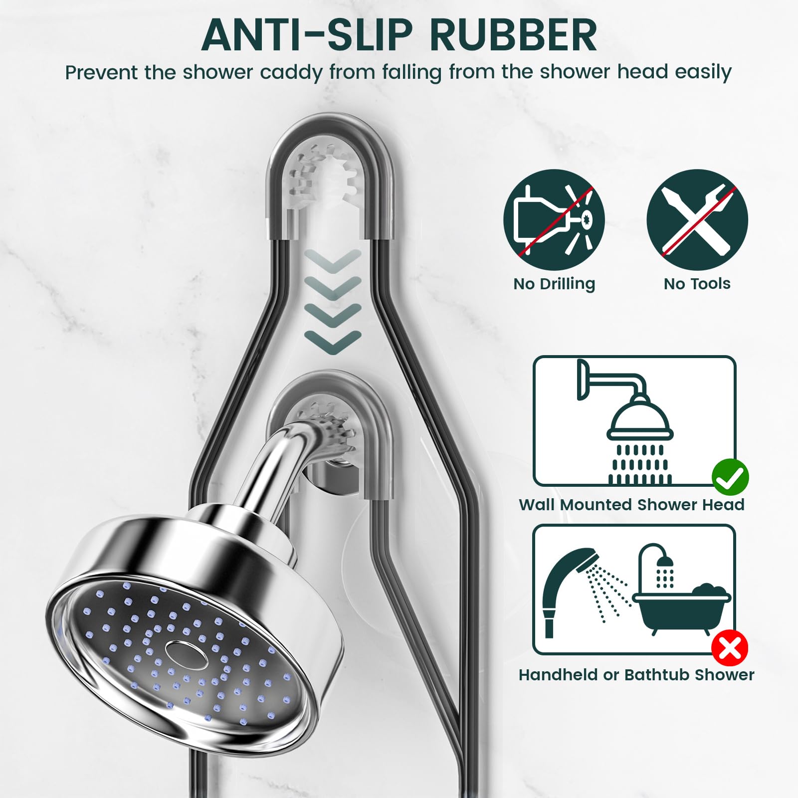 REINHARDT anti-swing design stays steady over your shower head