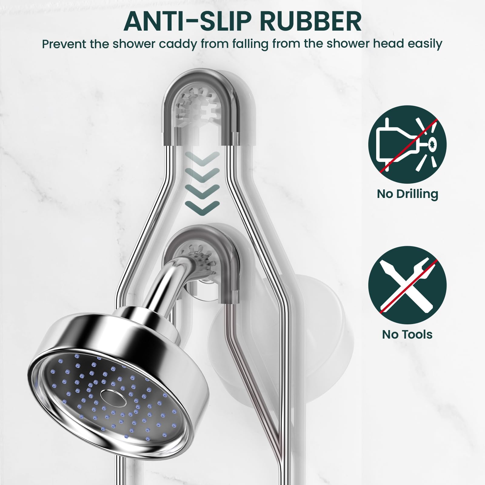 Reinhardt anti-swing design keeps the caddy stable during routine showers