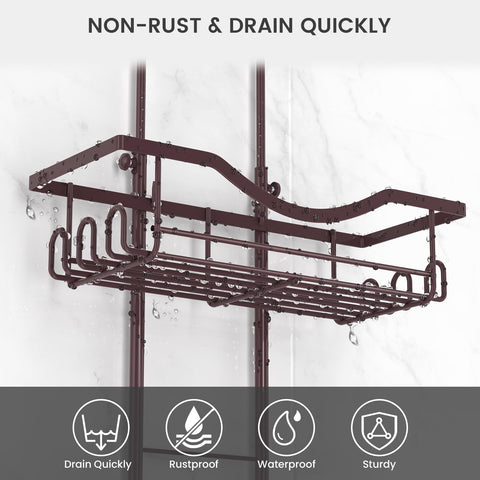 REINHARDT shower caddy large capacity holds shampoo, conditioner, soap and towels