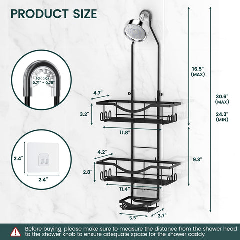 REINHARDT multiple hooks accommodate towels, razors, and accessories