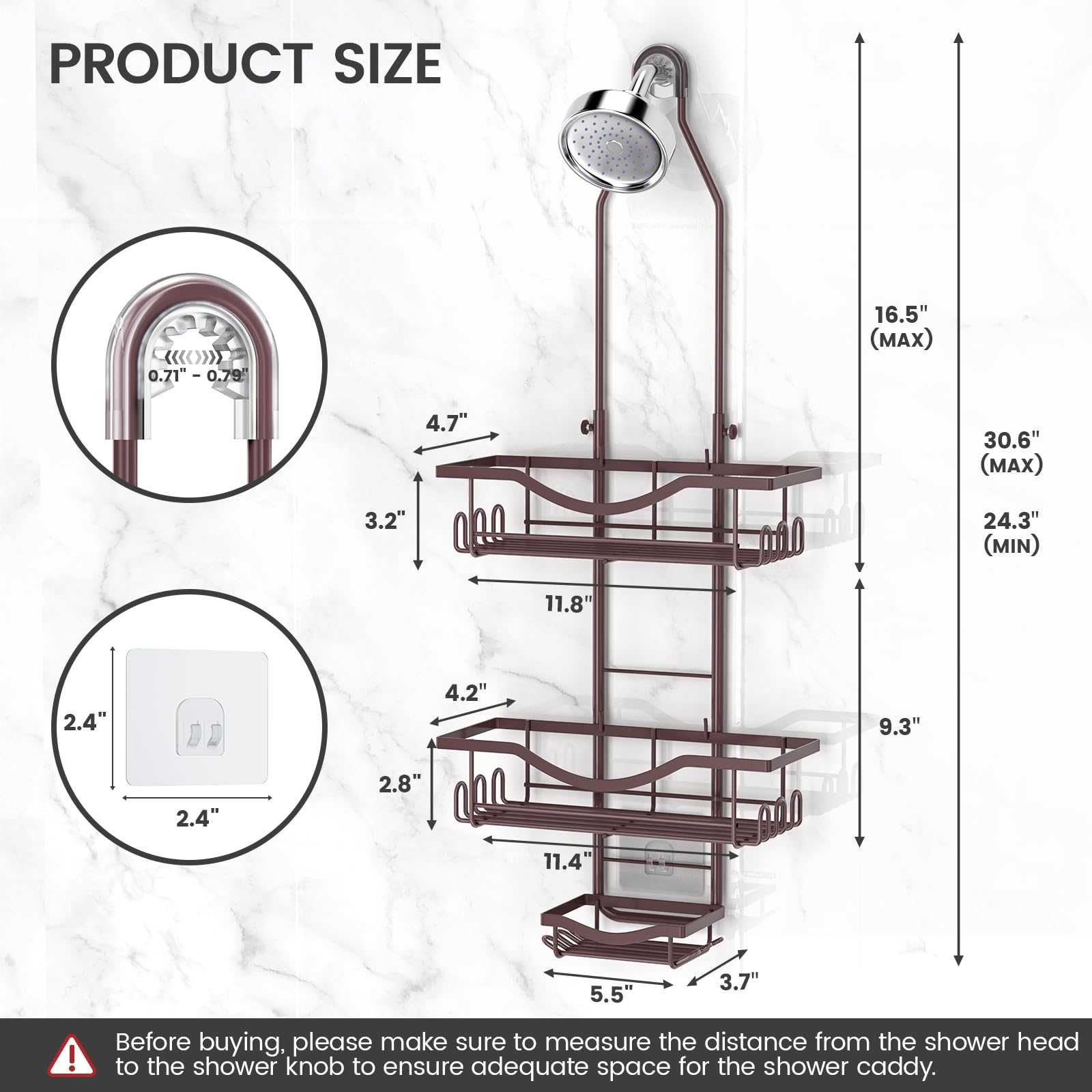 REINHARDT soap holder and hooks organize towels, razors, and accessories