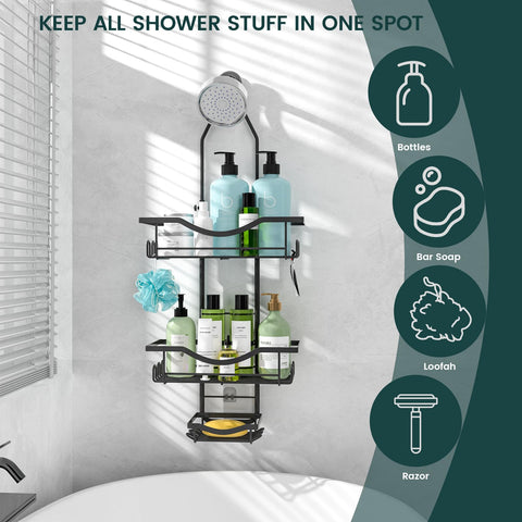 REINHARDT built-in soap holder keeps soap within easy reach