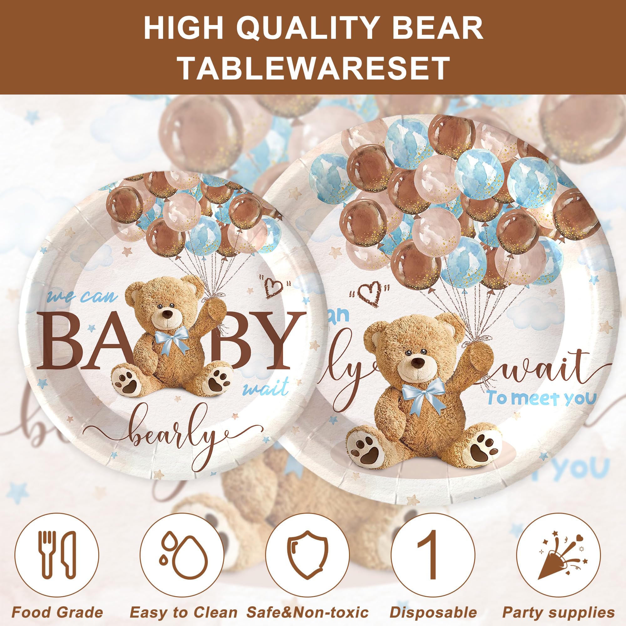 Rejoice Bunny bear baby shower dessert plates add whimsical sweetness to treats